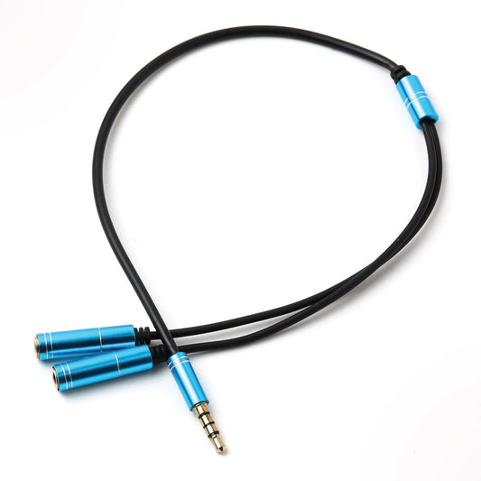 ARIZONE AUDIO CABLE MICROPHONE EARPHONE 30CM AUX 3.5M/2*3.5F BLK Microphone 3.5mm Stereo Audio Male to 2 Female Headphone Mic Splitter Audio Adapter for PS4/PS5 Laptop- 0.2M