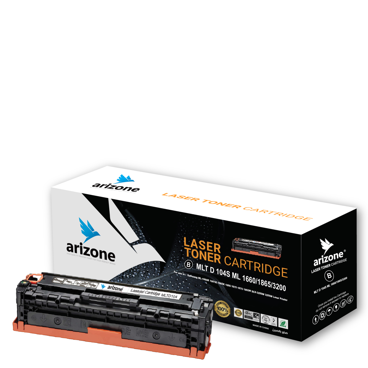 Arizone Toner Cartridge Replacement for samsung MLT D 104S ML 1660/1865/3200 Work for Samsung ML-1660K 1661K 1665K 1666 1670 1675 1865W SCX-3200W 3205W Laser Printer

