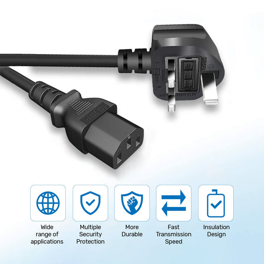 ARIZONE CABLE POWER DESKTOP 1.8M Reliable Pure Copper Wire for Computers, TVs, Monitors, and More