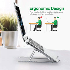 Arizone® Adjustable Laptop Stand, Portable Aluminium Laptop Riser Laptop Holder for Desk, Foldable Ventilated Cooling Computer Support Stand
