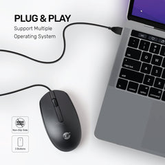 UP M10 Wired, USB Optical Mouse, Black