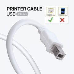 ARIZONE CABLE PRINTER USB WHITE High Speed Cable Printer for HP, Canon, Scanner Cable A USB Male to B Printer Male (Compatible with Computer, Printer, White)