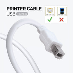 ARIZONE CABLE PRINTER USB 10M WHITE High Speed Cable Printer for HP, Canon, Scanner Cable A USB Male to B Printer Male (Compatible with Computer, Printer, White)