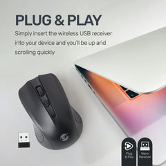 UP M15Wireless Rechargeable Mouse with Mouse, USB Computer Mouse for Laptop, PC, Chromebook, Notebook, Silent Click, 15M Wireless Connection Mouse Black