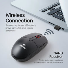 Arizone® 1000PRO USB Reliable Wireless Connection Mute and Silent Mouse